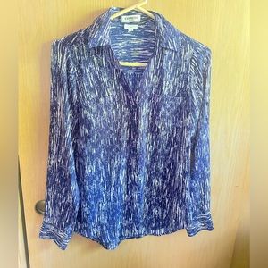 Blue Patterned Portofino Button Down from Express